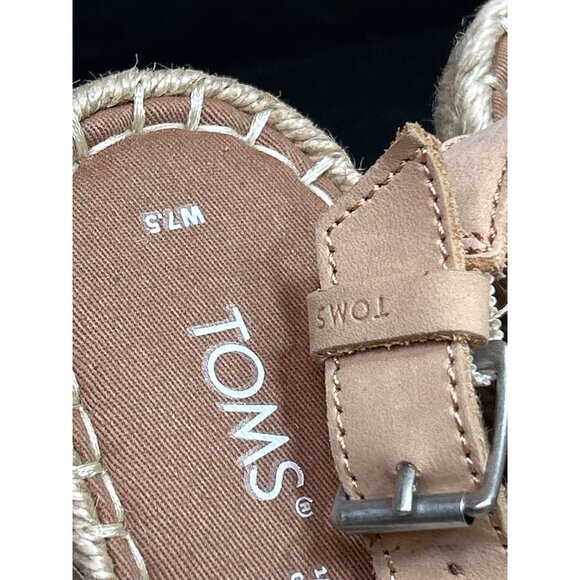 NWOB Toms Womens Espadrille Wedge Sandals Beige Canvas Size 7.5 - Picture 3 of 8